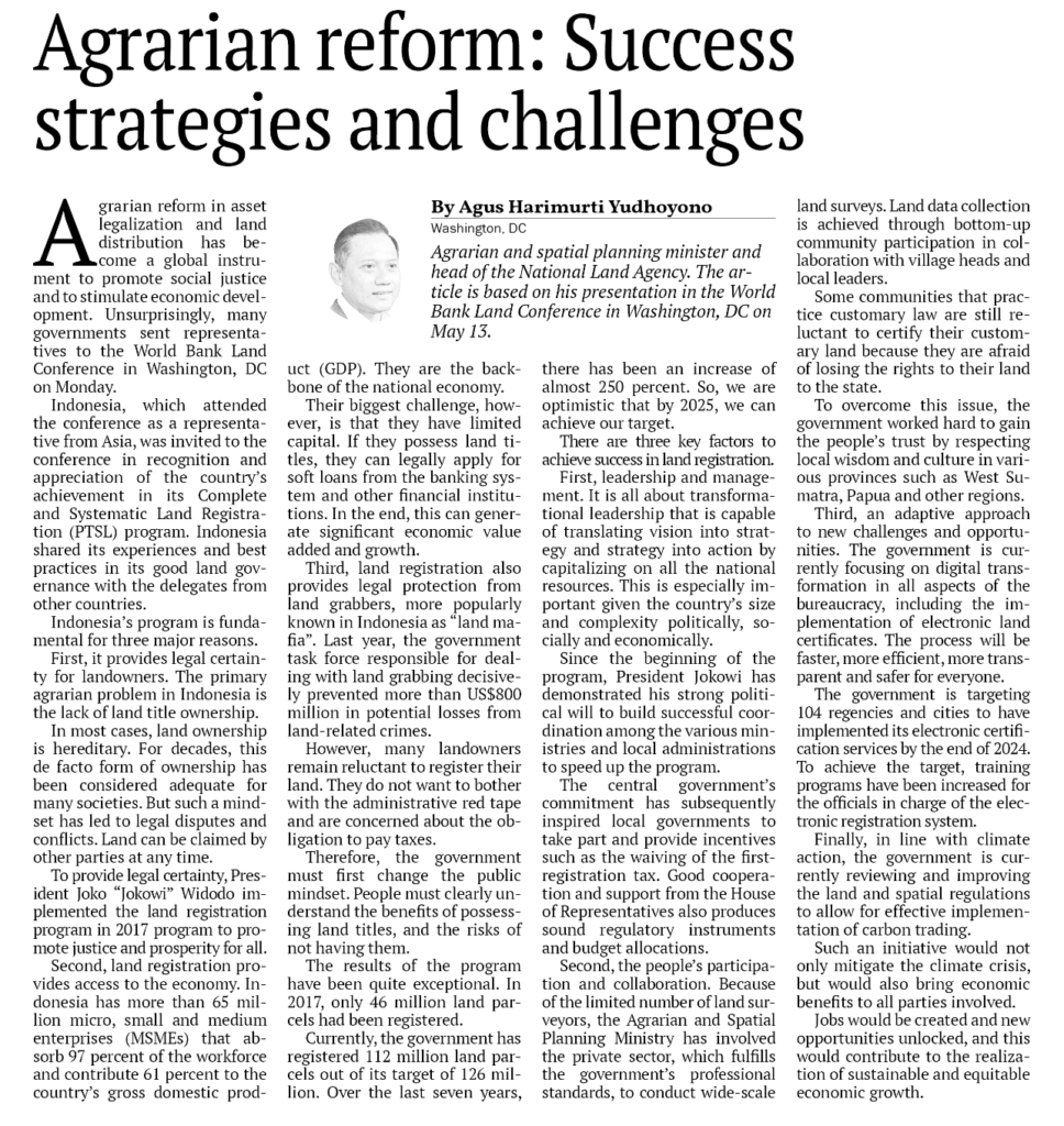 Indonesia’s agrarian reform: Success strategies and challenges