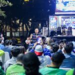 Keseruan AHY Nobar Semifinal Piala Dunia Spanyol Vs Prancis Bersama Ratusan Driver Ojol